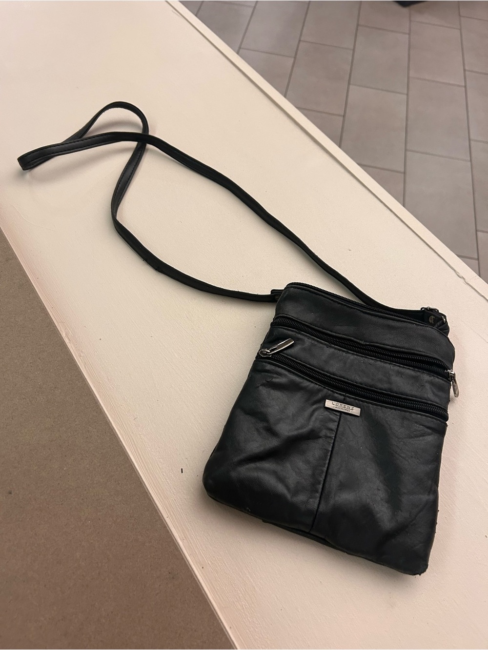 Lorenz Men's Black Leather-Look Crossbody Sling Bag with Multiple Zips